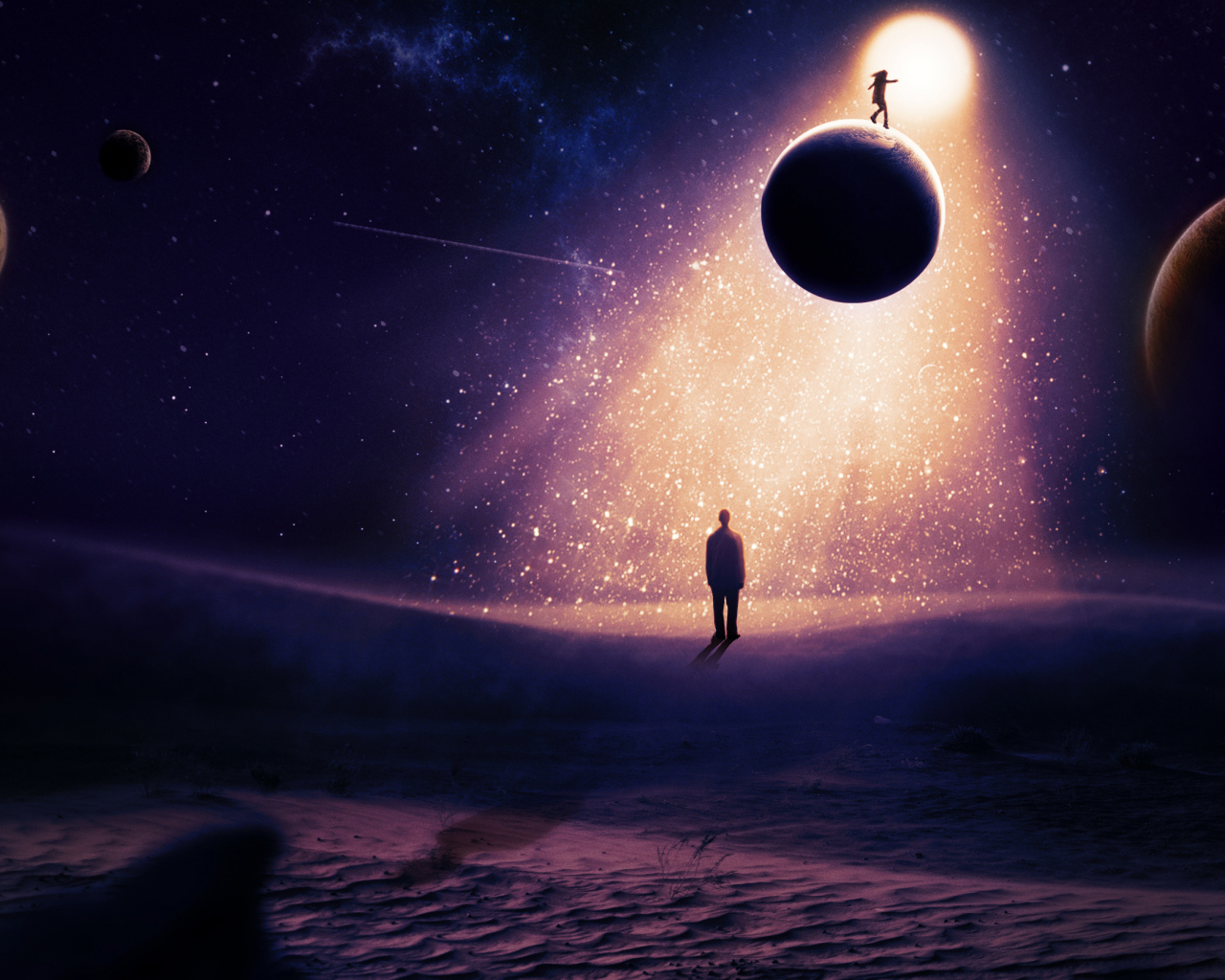 Фантастический сон с планетами