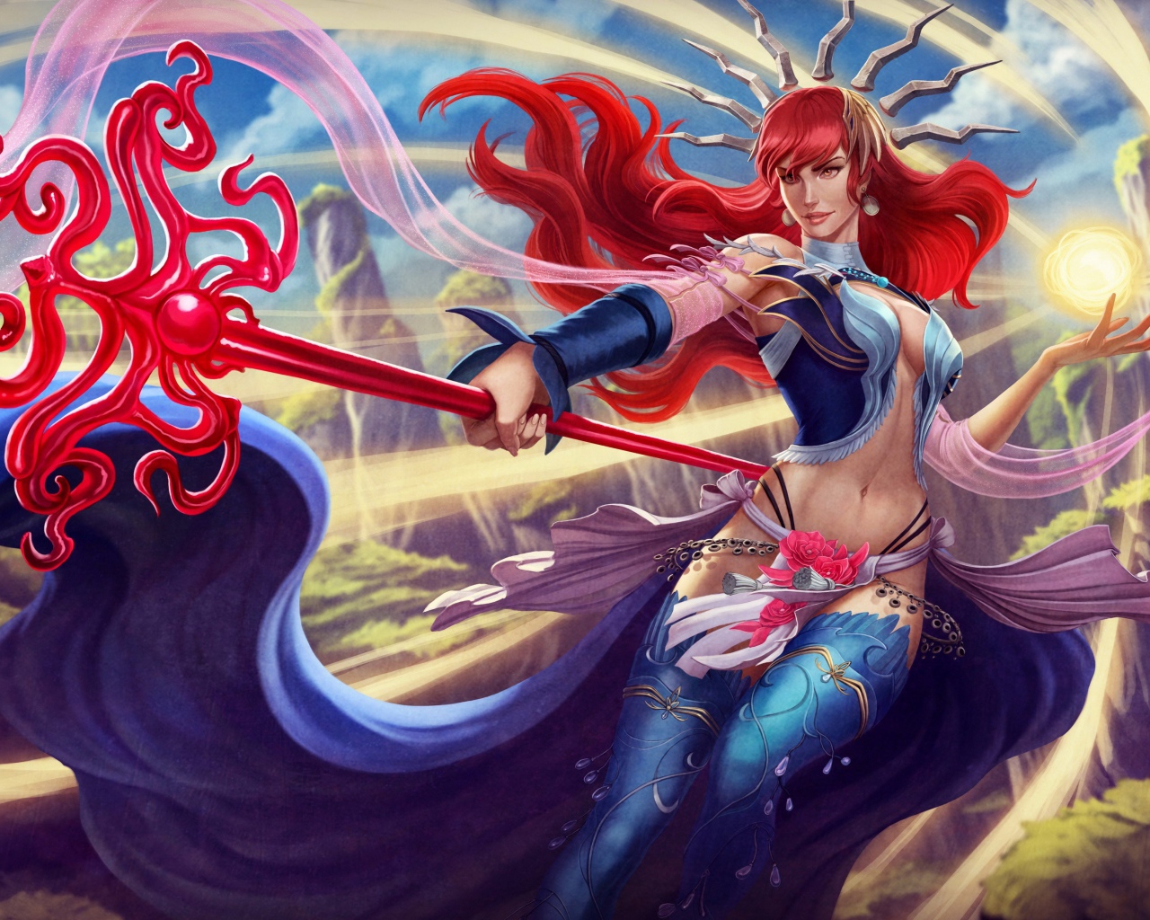 Фантастическая русалка с трезубцем в руках 