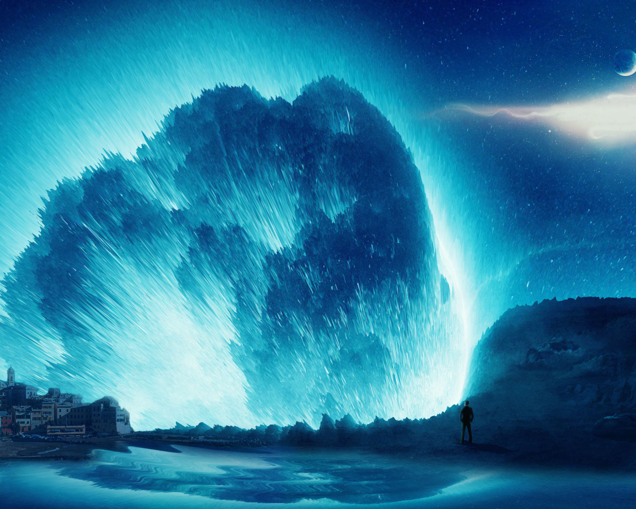 Фантастическая волна в небе над городом