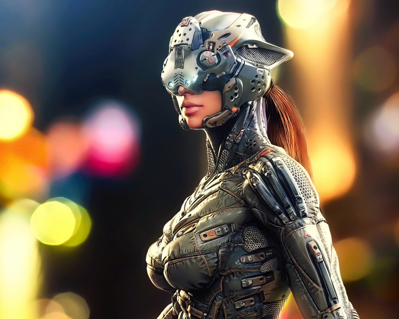 Девушка в костюме киборга