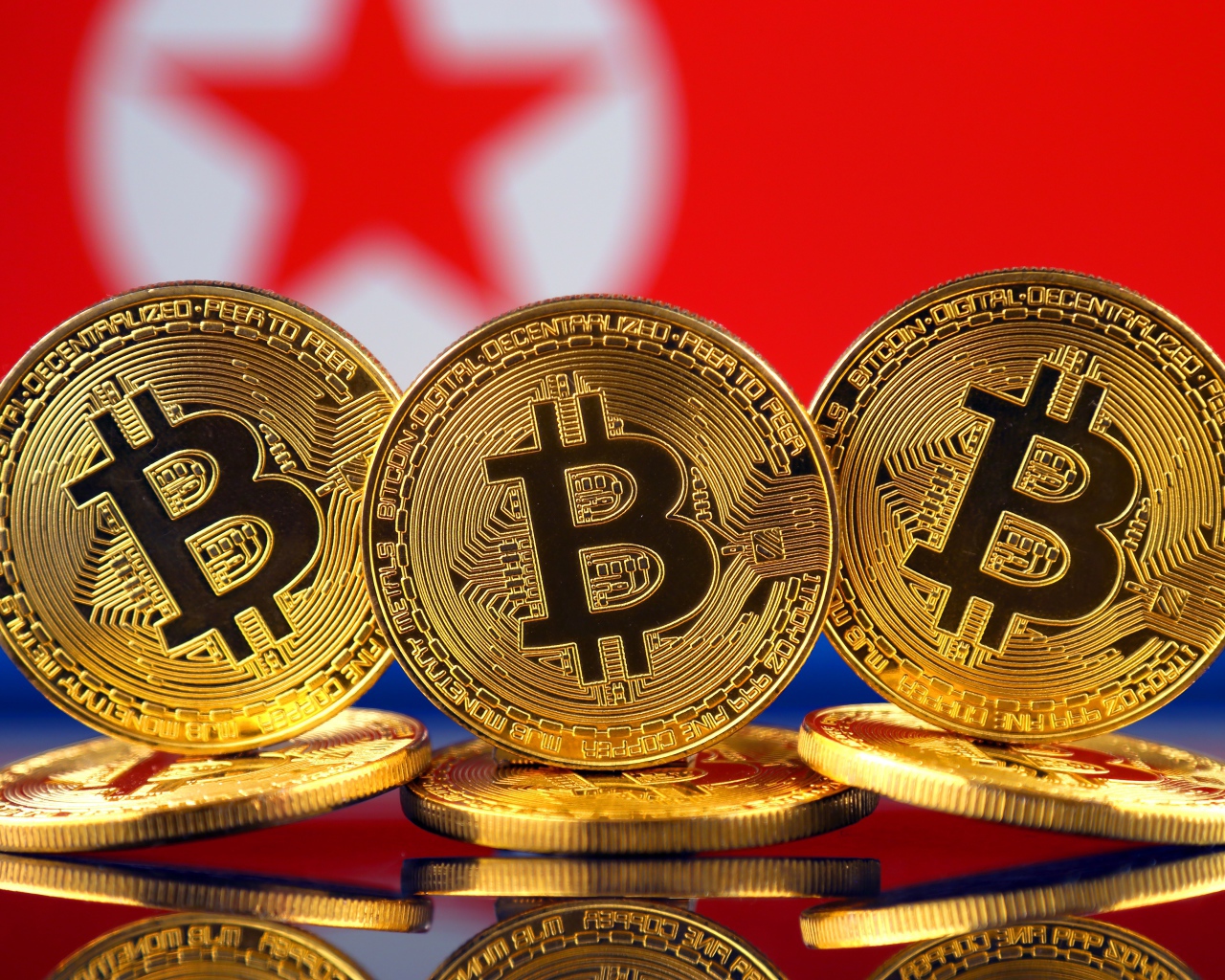 Круглые золотые монеты Биткоин 