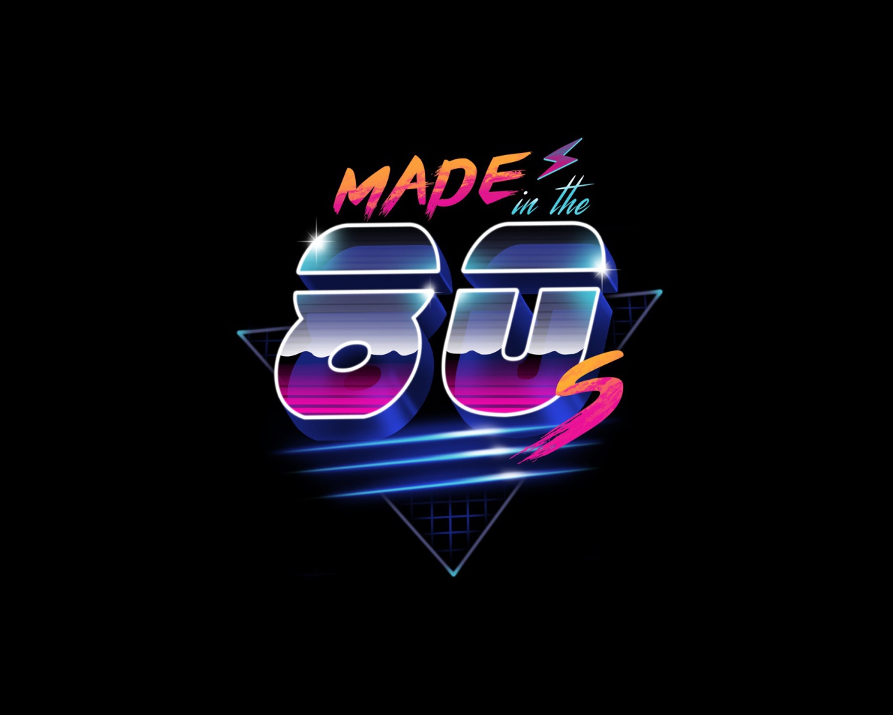 Надпись Made in 80s на черном фоне