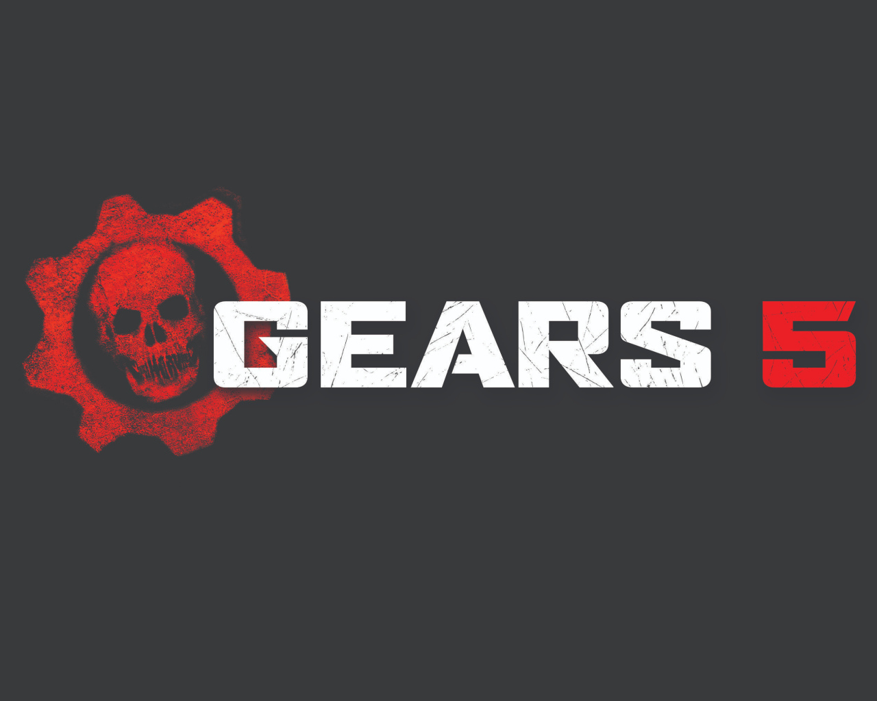 Логотип видеоигры Gears 5 на сером фоне