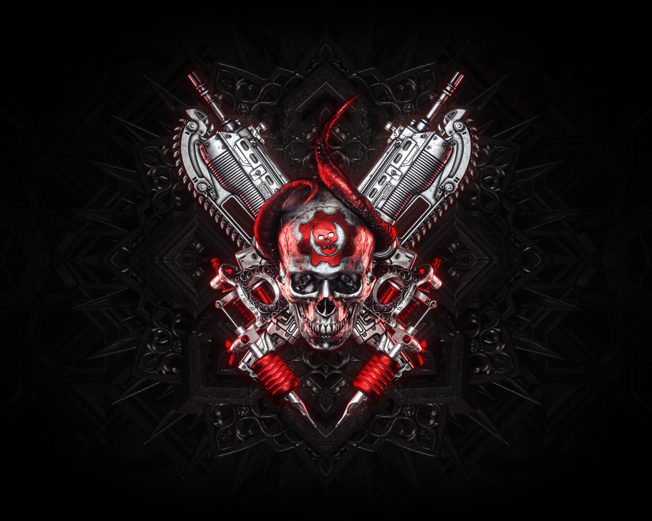 Череп на черном фоне компьютерная игра  Gears 5