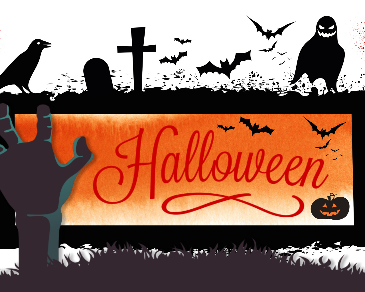 Надпись Хэллоуин на белом фоне