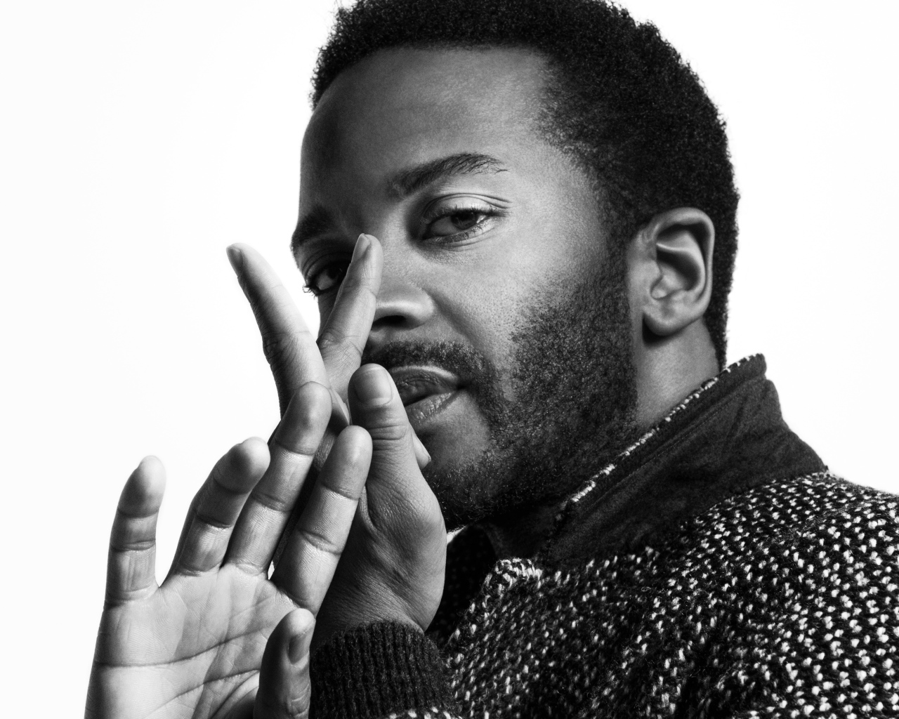 Американский актер Андре Холланд на белом фоне