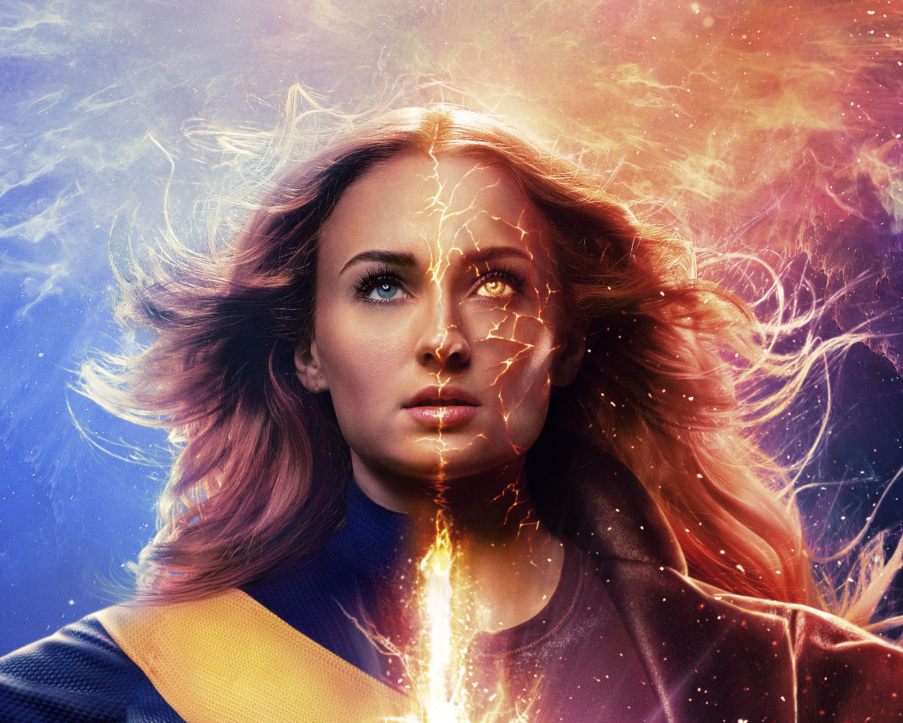 Actress Sophie Turner in the movie X-Men: Dark Phoenix, 2019