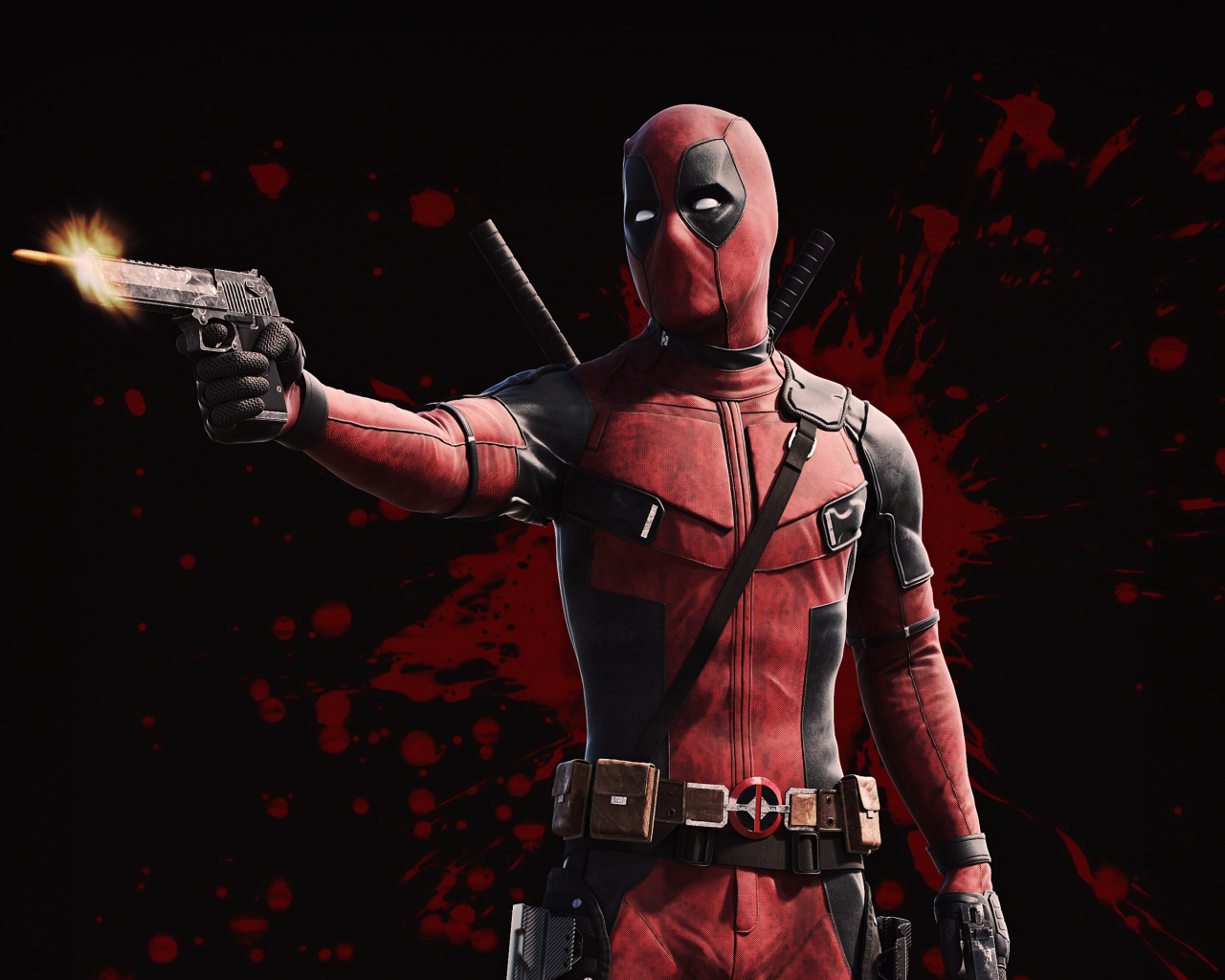 Персонаж комиксов Дэдпул с пистолетом