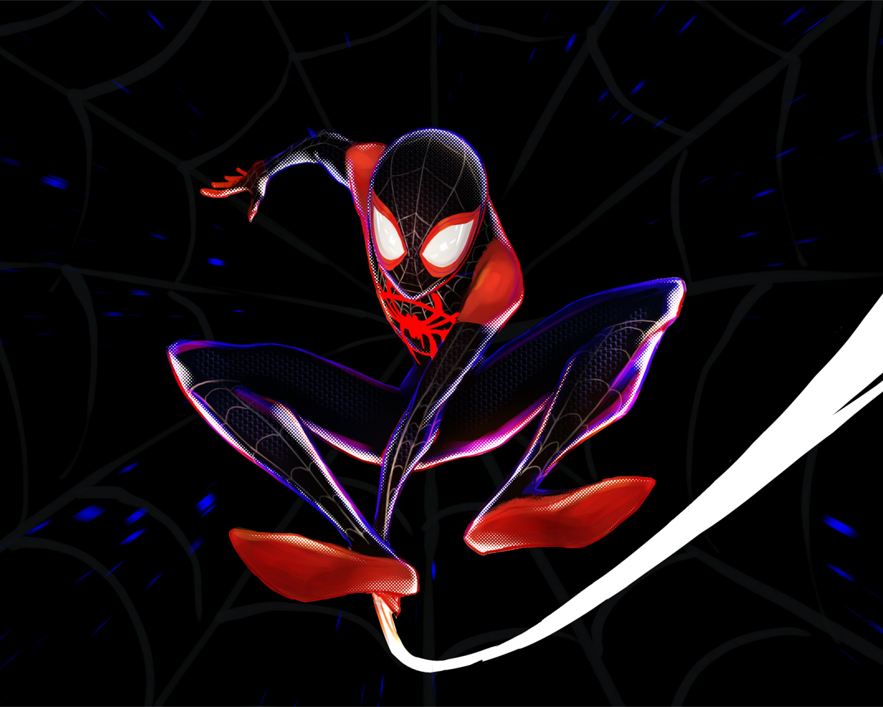 Супергерой Человек паук на фоне паутины
