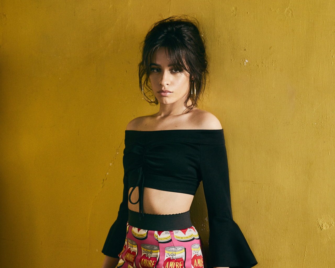 Красивая певица Камила Кабельо у стены