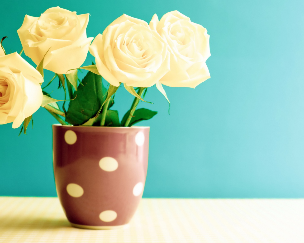 Букет белых роз в вазе на голубом фоне