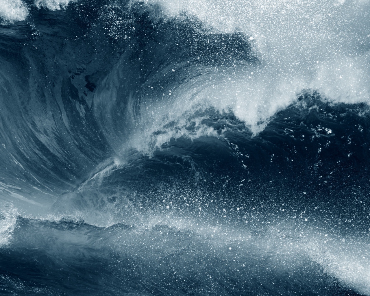 Высокая морская волна с белой пеной