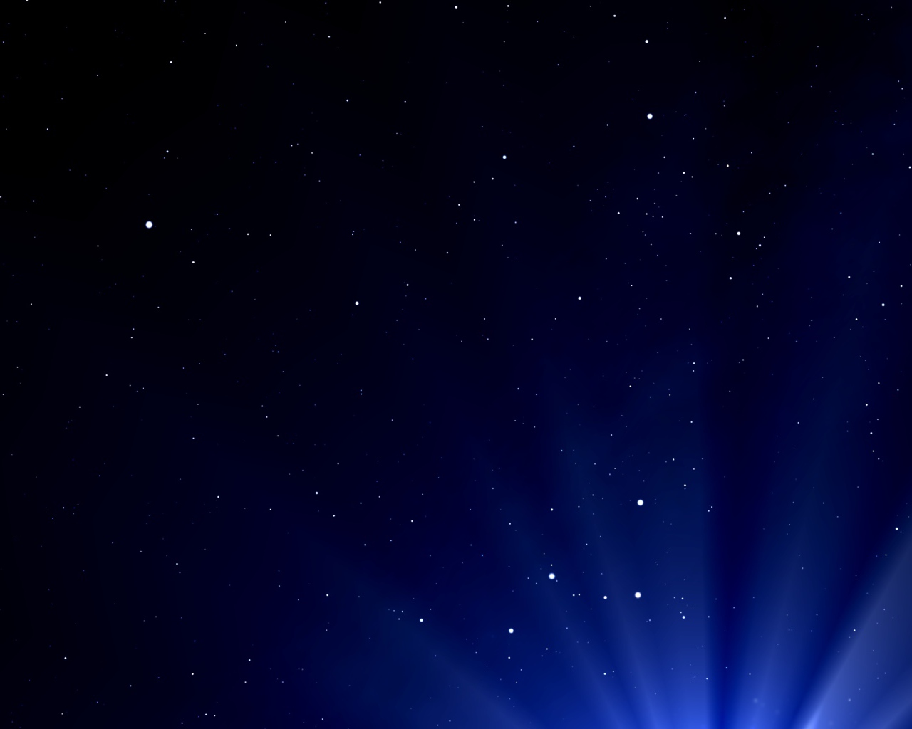 Яркая вспышка с лучами в синем небе со звездами