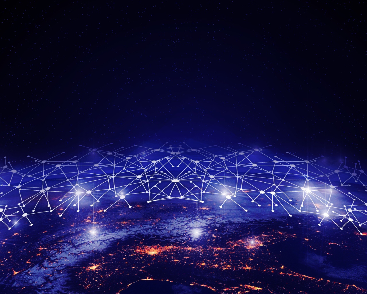 Паутина над планетой Земля в космосе