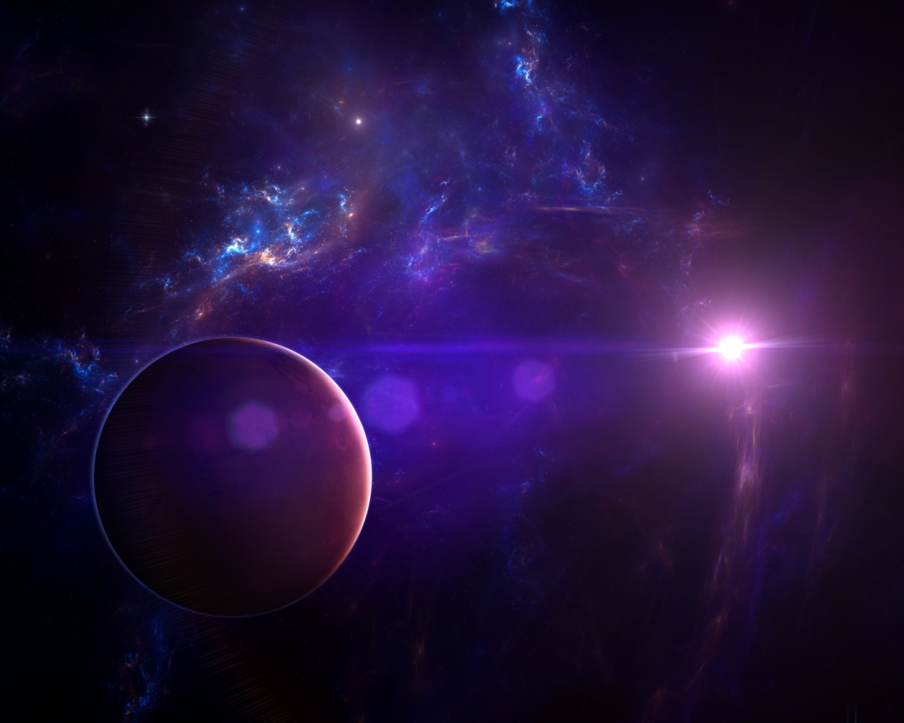 Планета в голубой звездной галактике