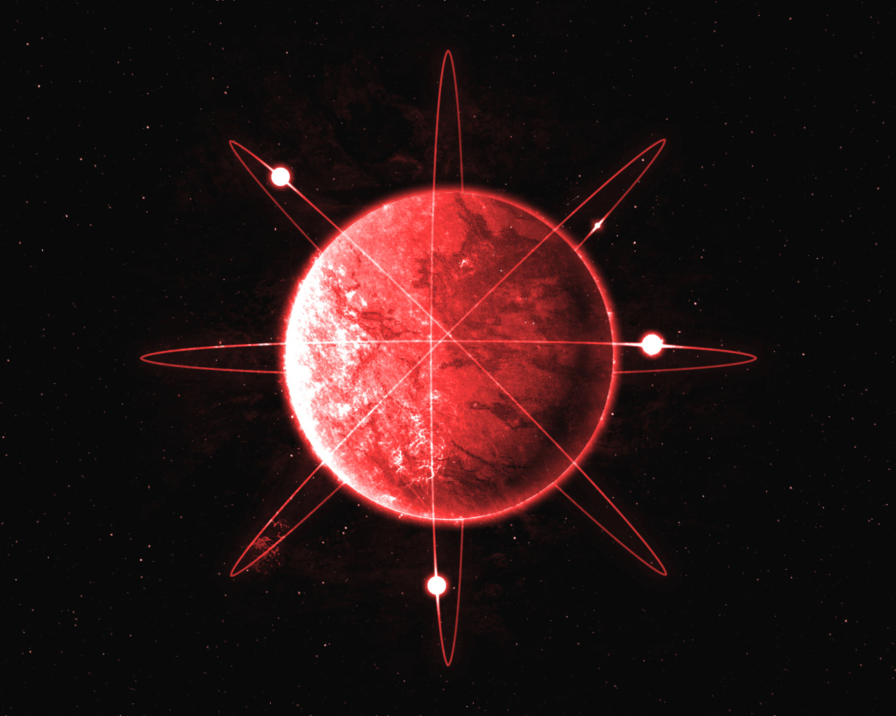 Красная планета с кольцами на фоне черного неба