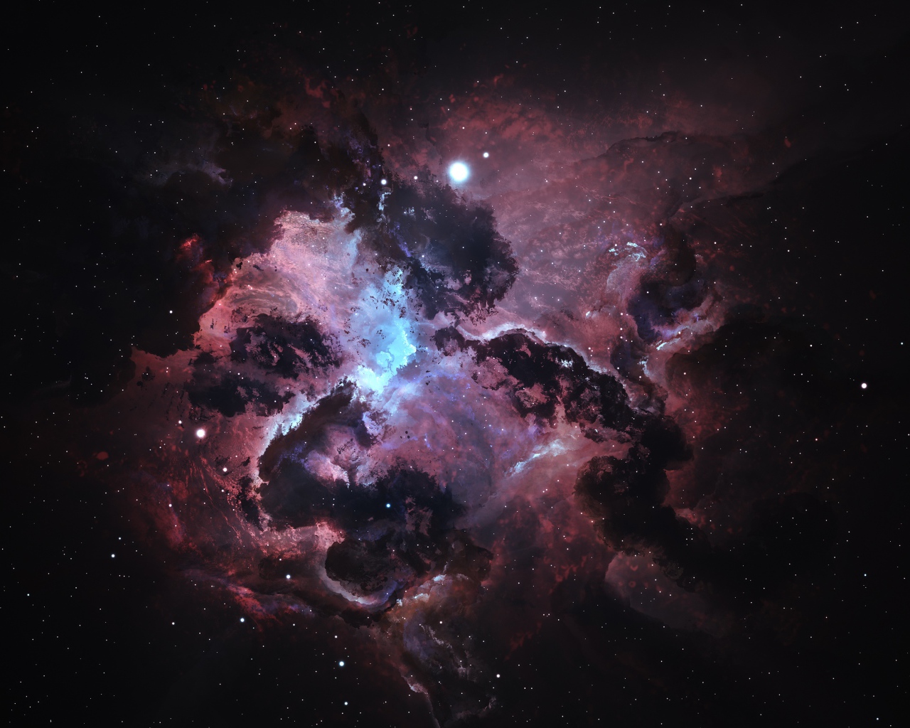 Звездная разноцветная туманность  в космосе 