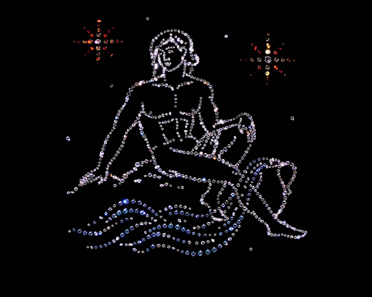 Brilliant zodiac sign Aquarius on a black background.