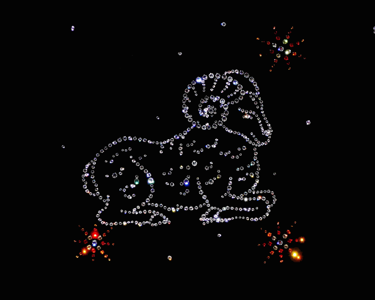 Блестящий знак зодиака овен на черном фоне