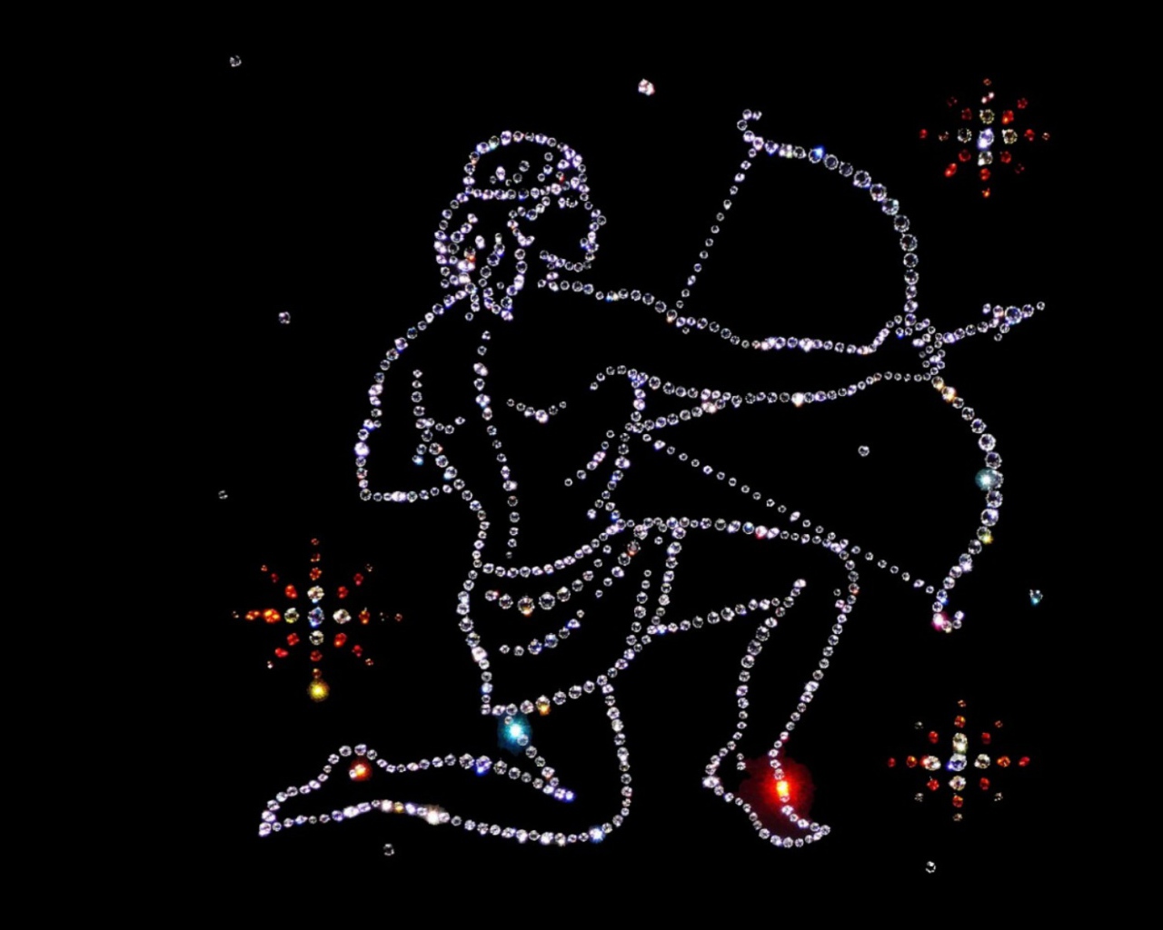 Блестящий знак зодиака стрелец на черном фоне