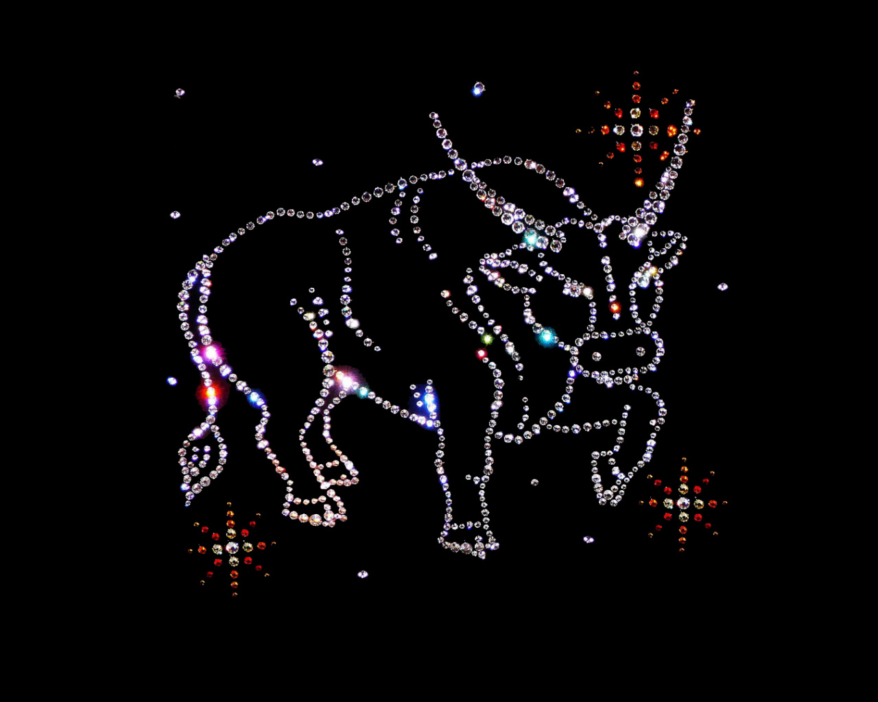 Блестящий знак зодиака телец на черном фоне