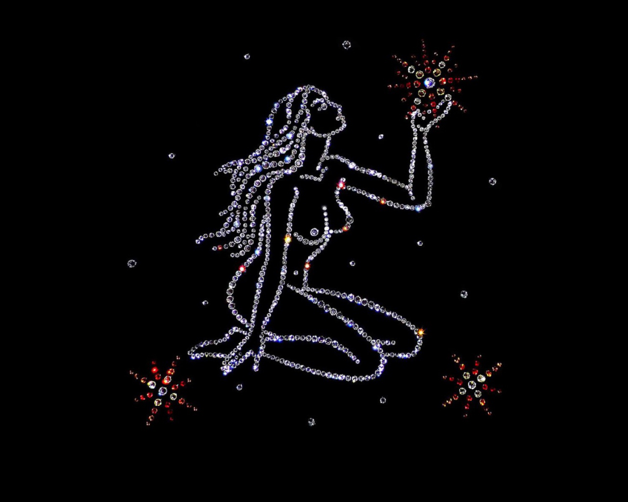 Блестящий знак зодиака дева на черном фоне