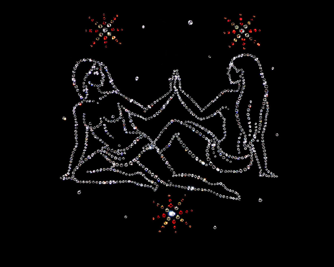 Блестящий знак зодиака близнецы на черном фоне