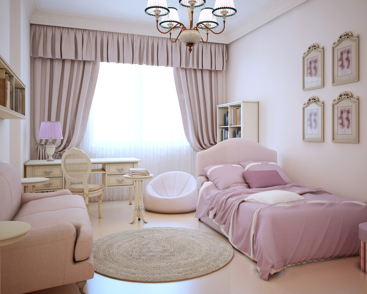 Спальная комната в пастельных тонах 