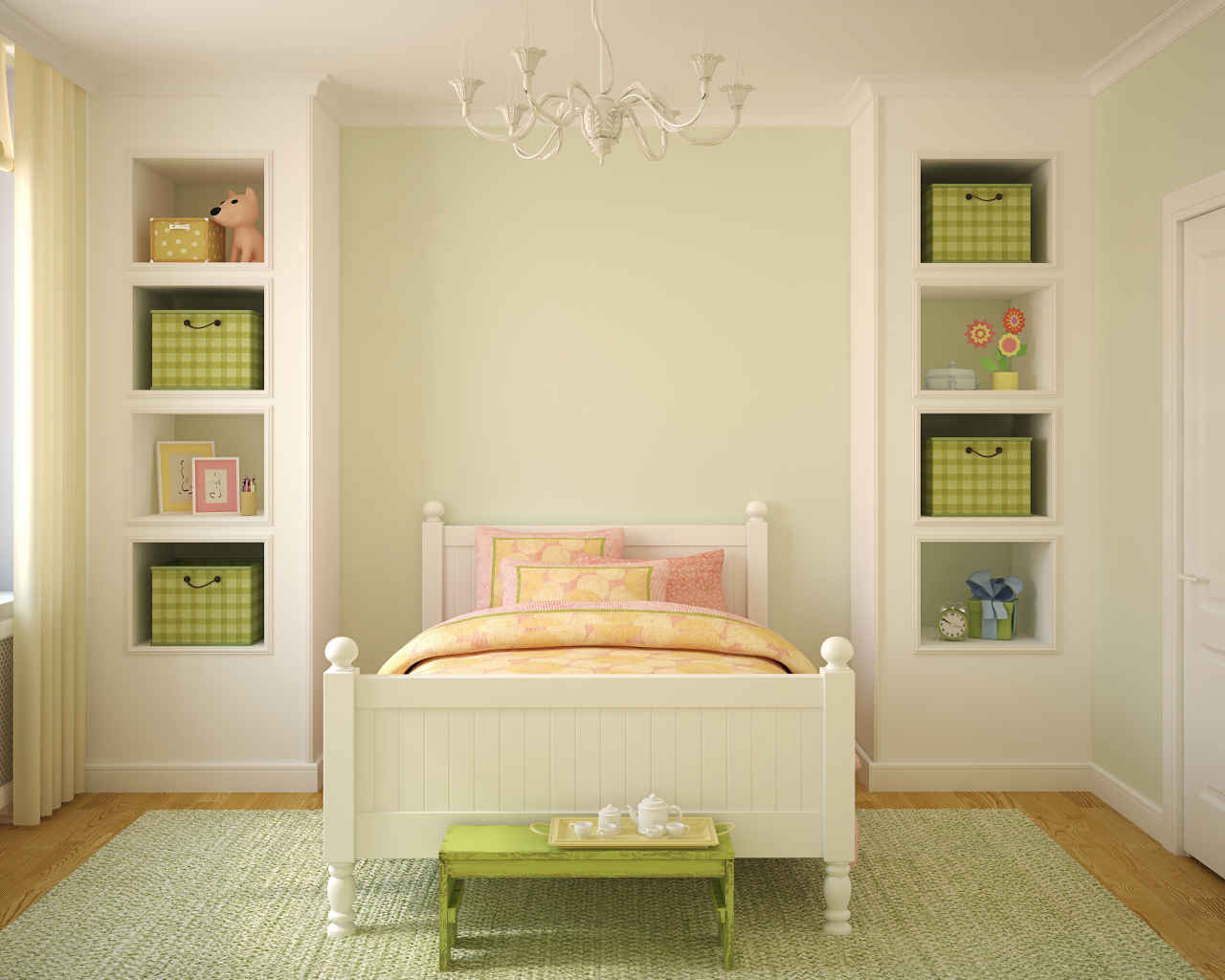 Детская комната с кроватью и шкафом