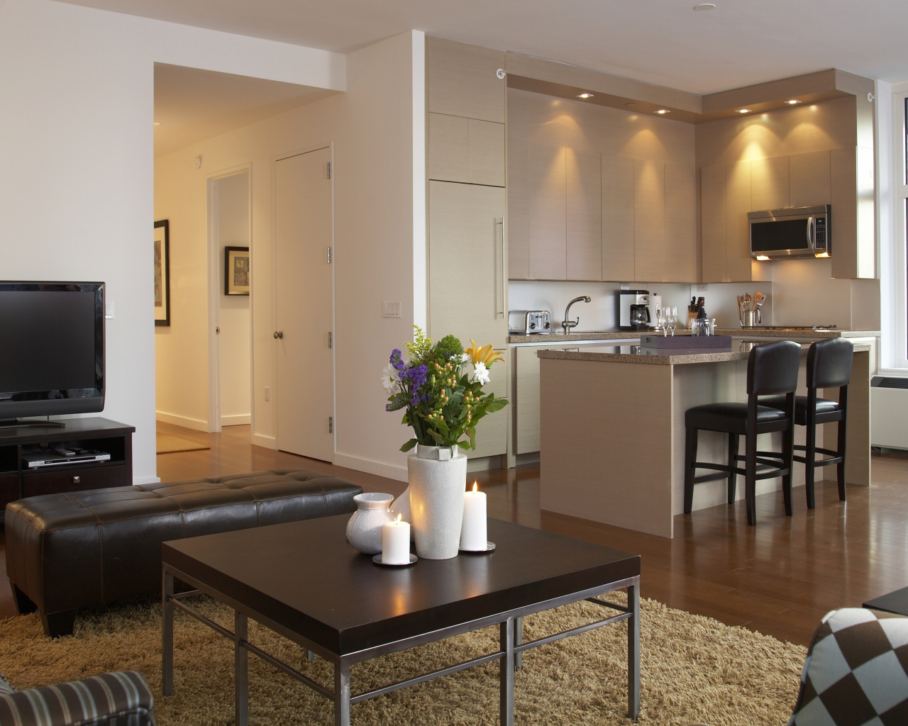 Гостиная комната с кухней 