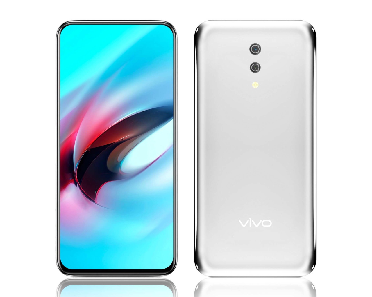 Смартфон Vivo APEX на белом фоне, 2019 года