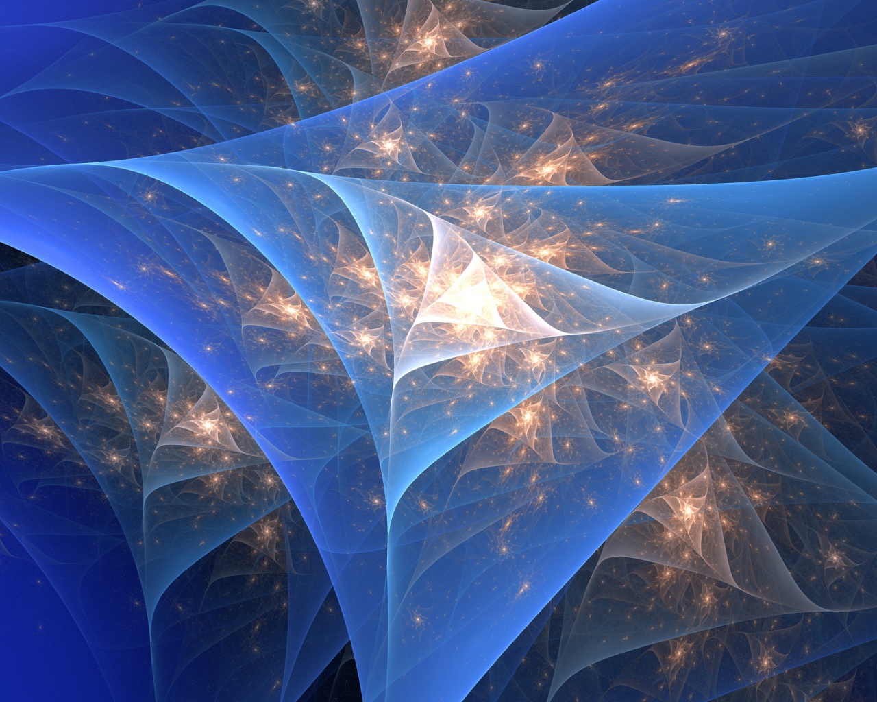 Абстрактные фрактальные неоновые треугольники 