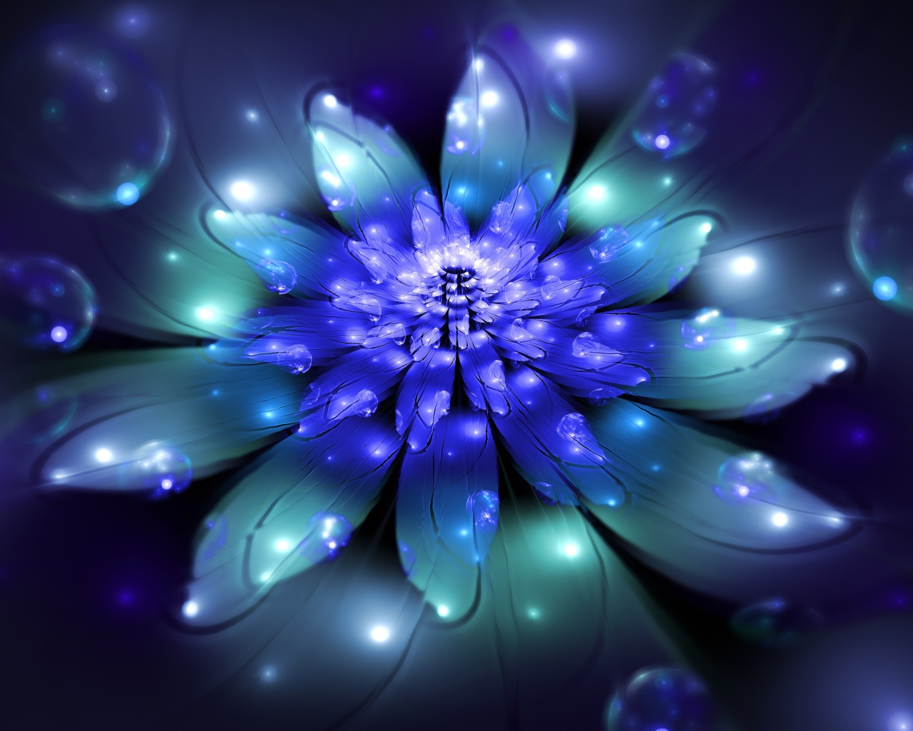 Красивый фантастический неоновый цветок 