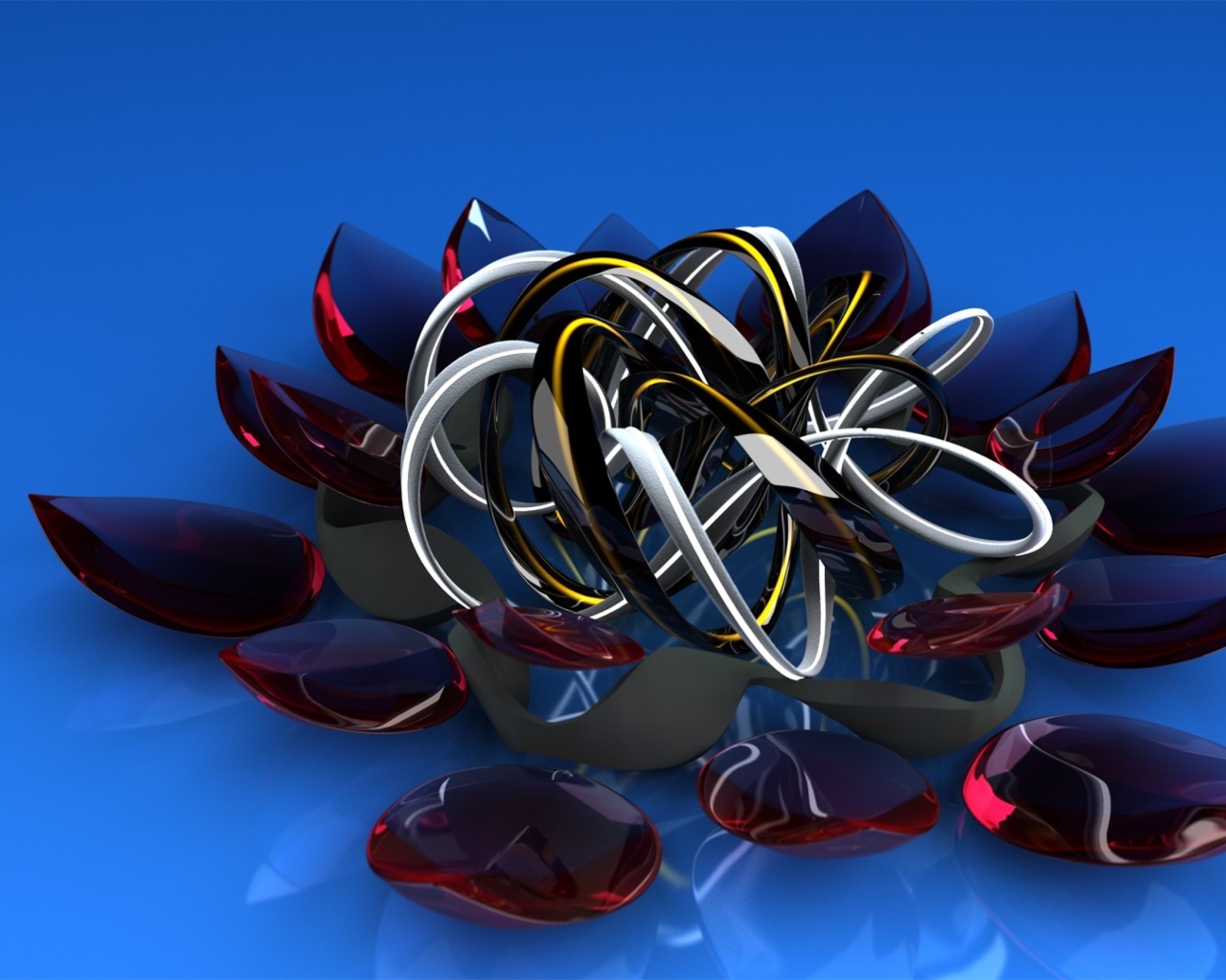 Красивый необычный 3д цветок со стеклянными лепестками