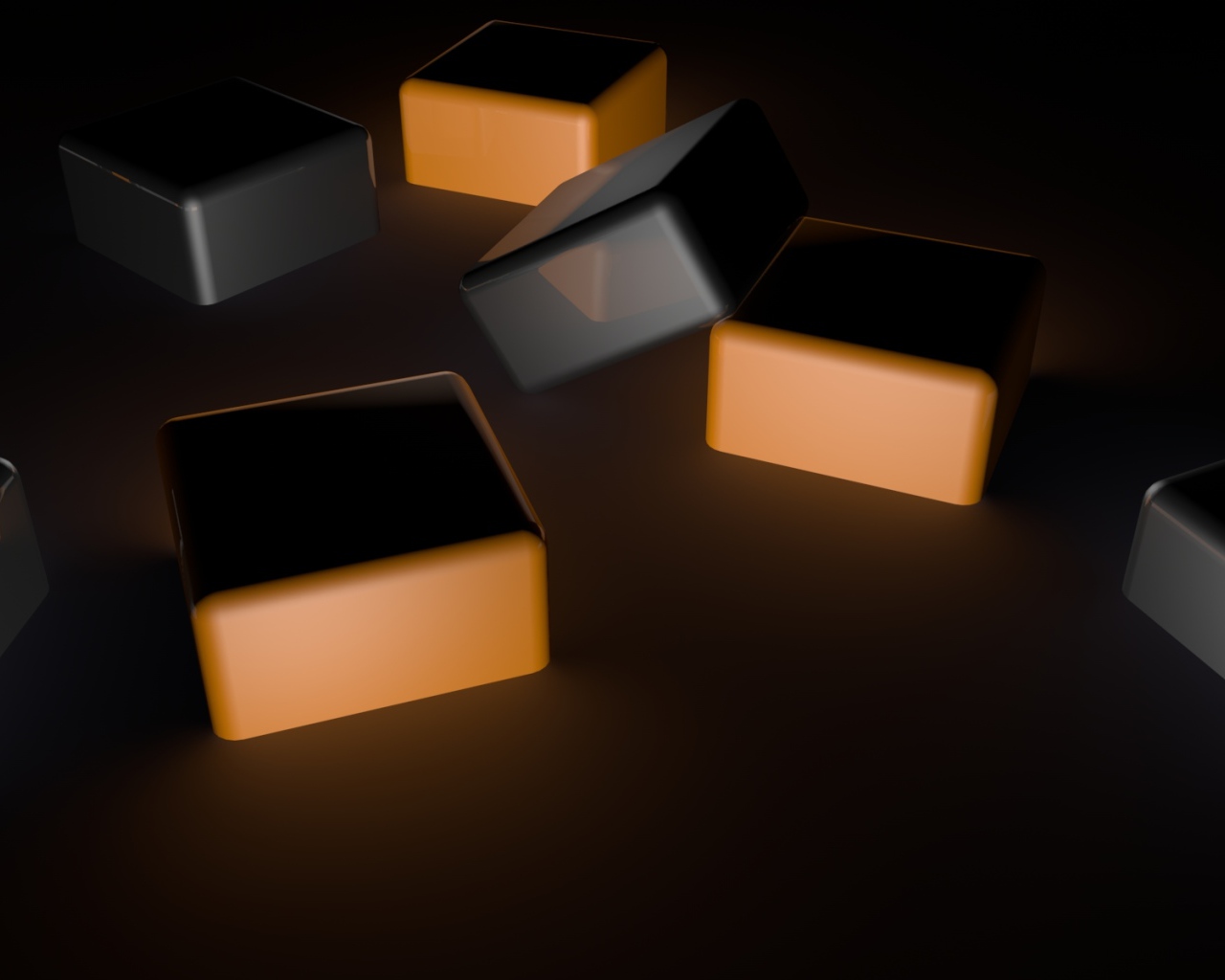 Черные и оранжевые кубы 3д графика