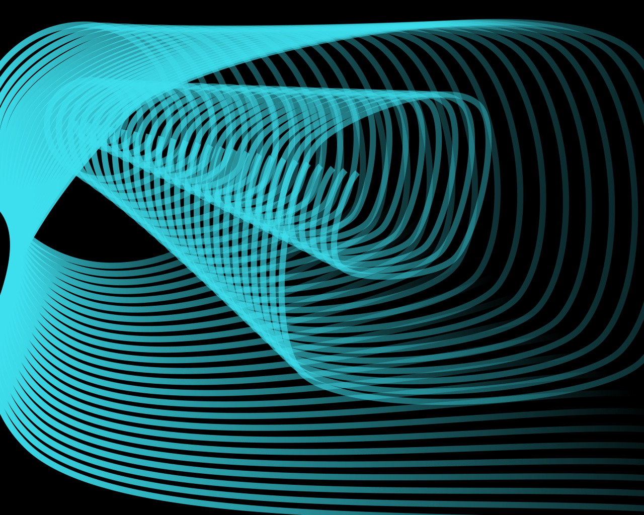 Голубые 3д волны на черном фоне 