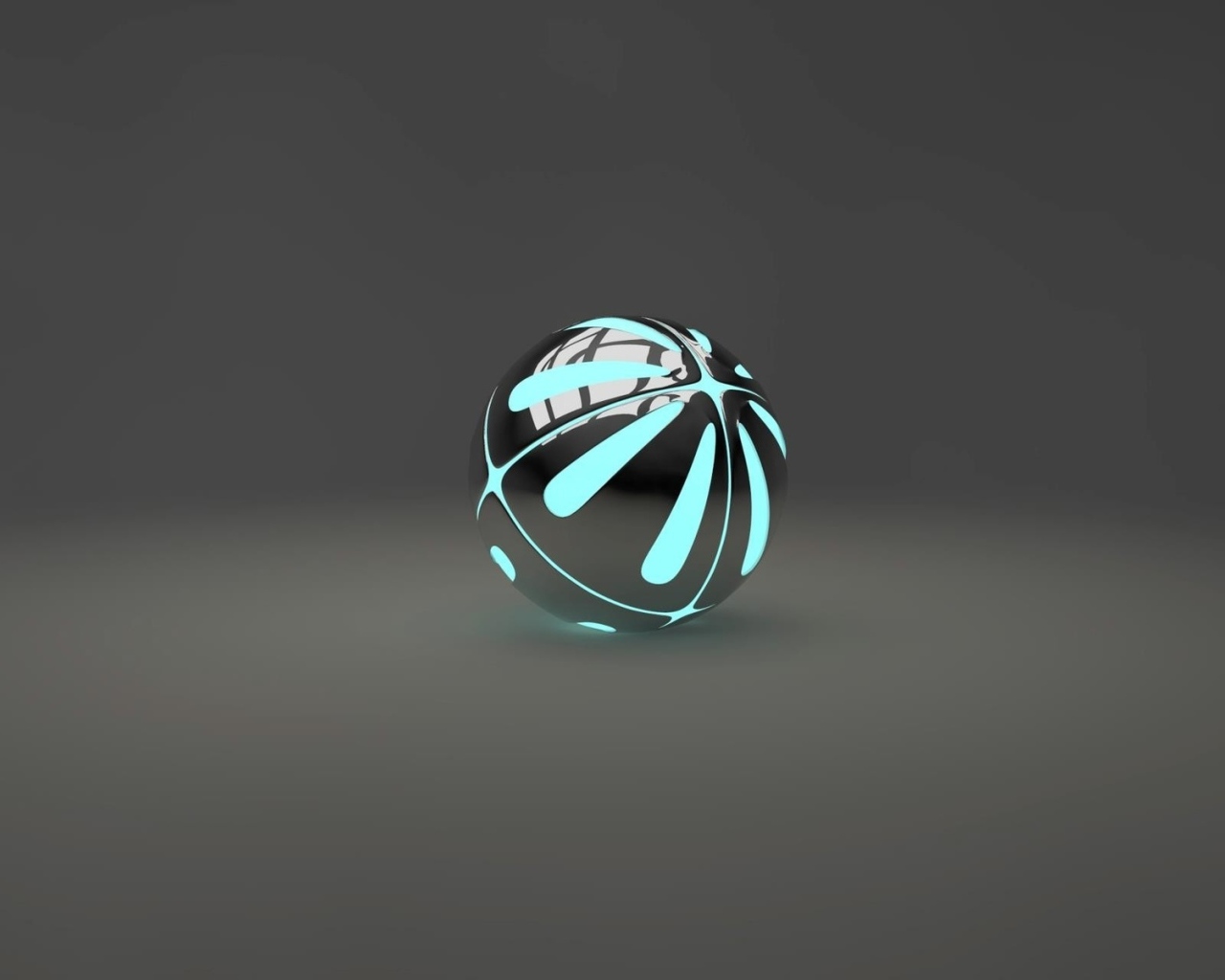 Blue with black ball on gray background