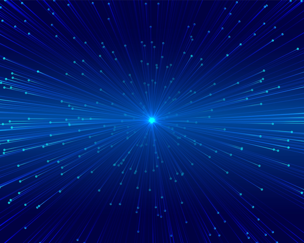 Яркие лучи вылетают из голубой точки 