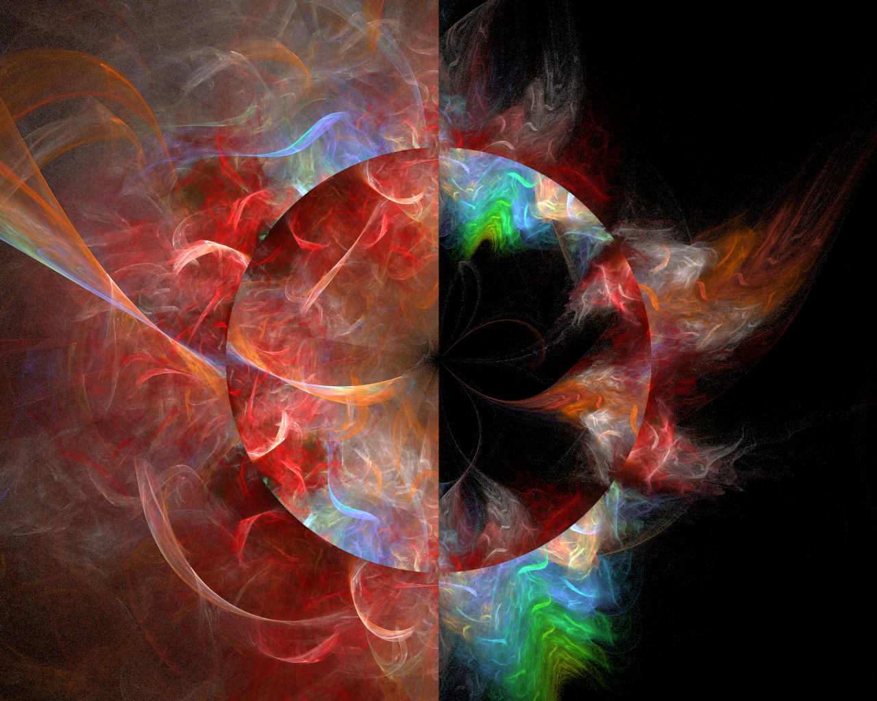 Круг с размытой краской на черном фоне