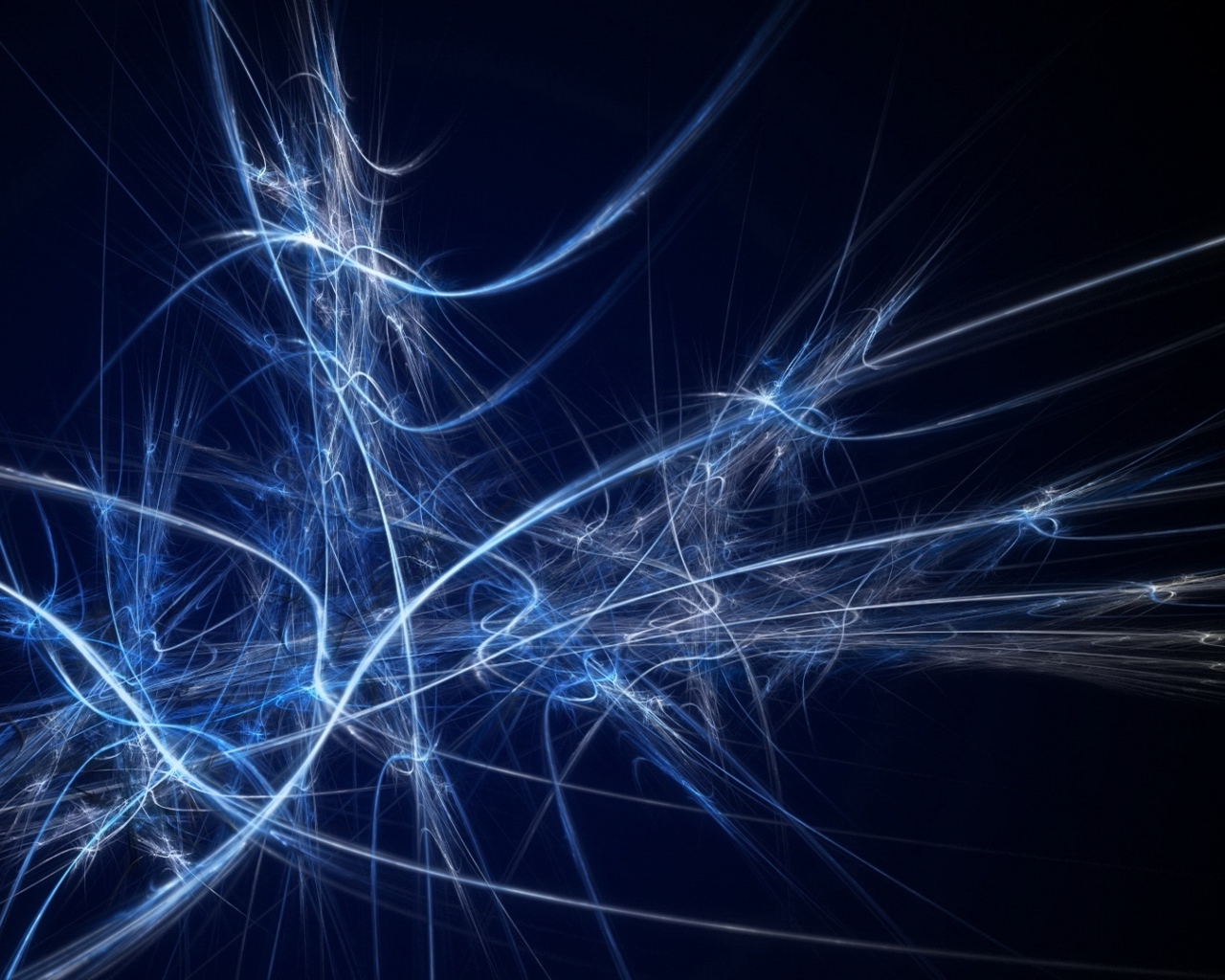 Разные неоновые абстрактные линии на синем фоне