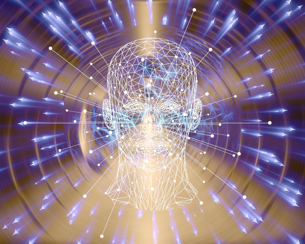 Лицо виртуального разума с белой паутины 