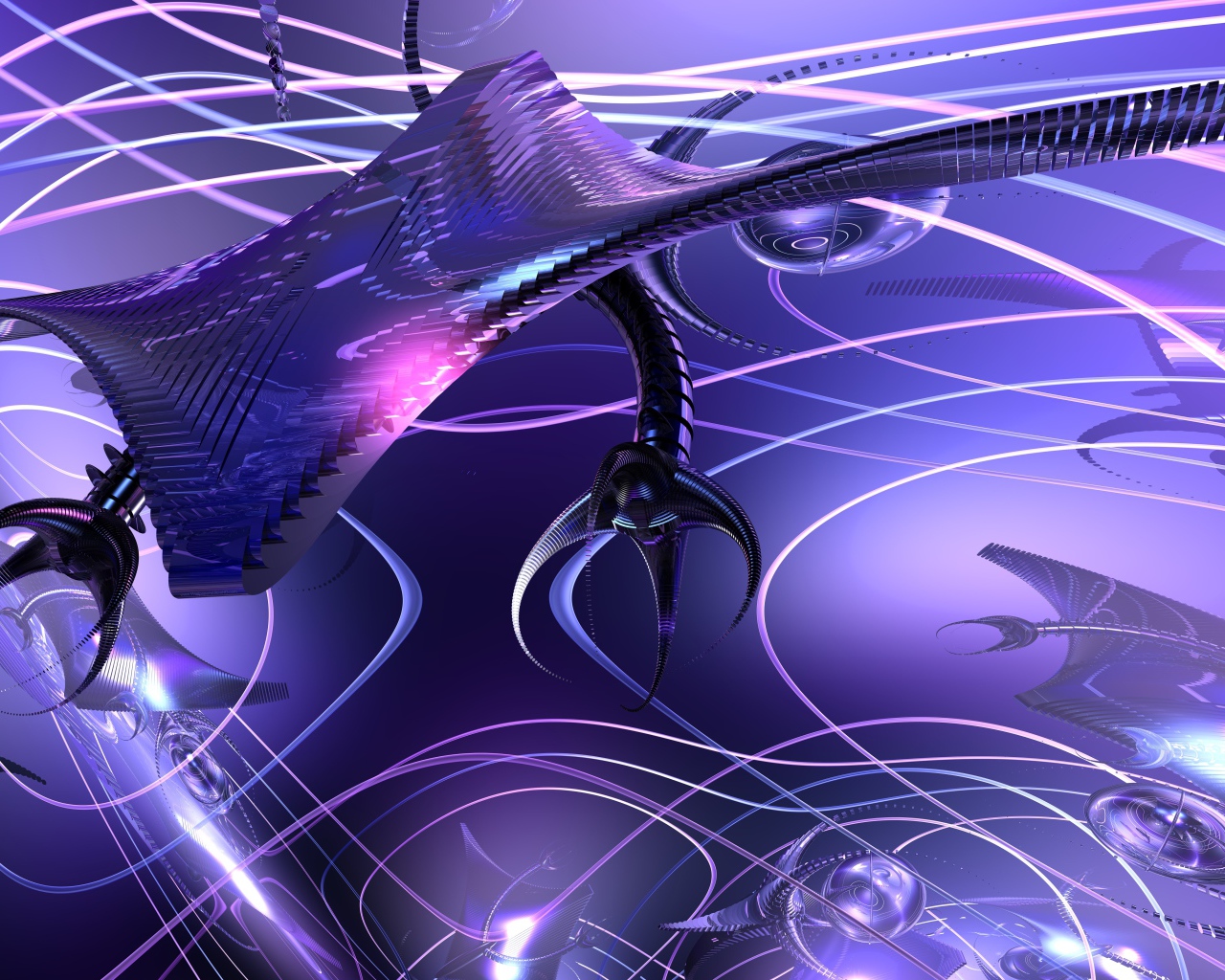 Футуристический 3д рисунок с неоновым светом