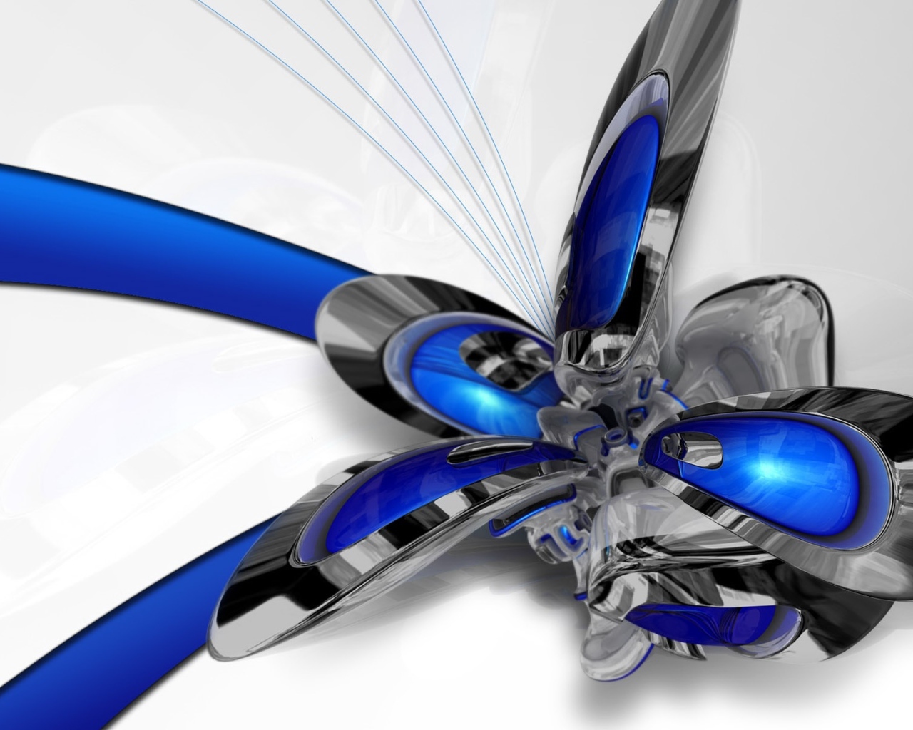 Футуристический серо - голубой цветок 