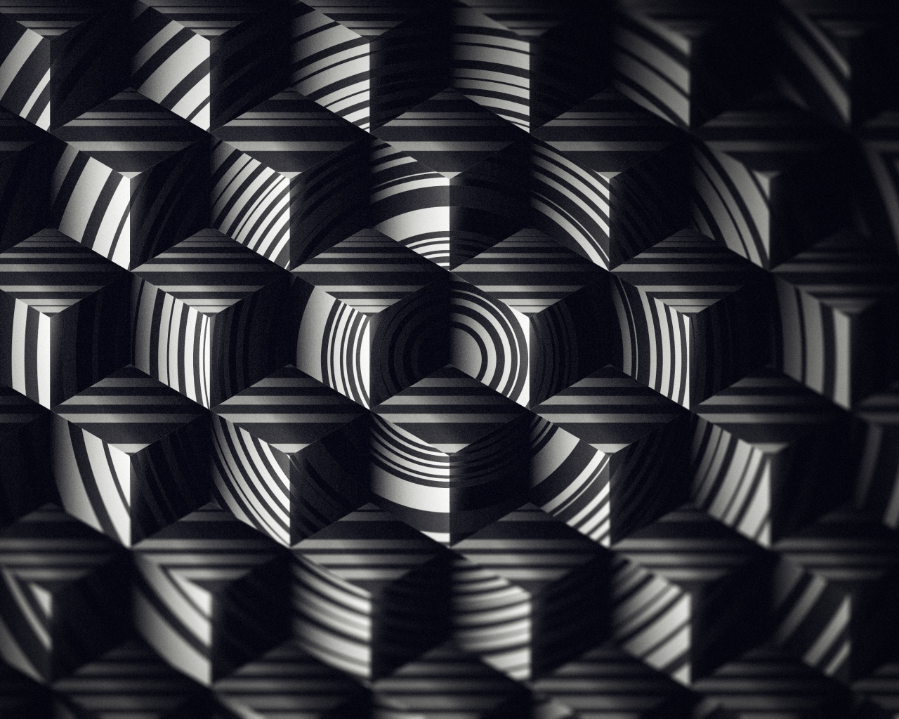 Геометрический черно-белый 3д рисунок 