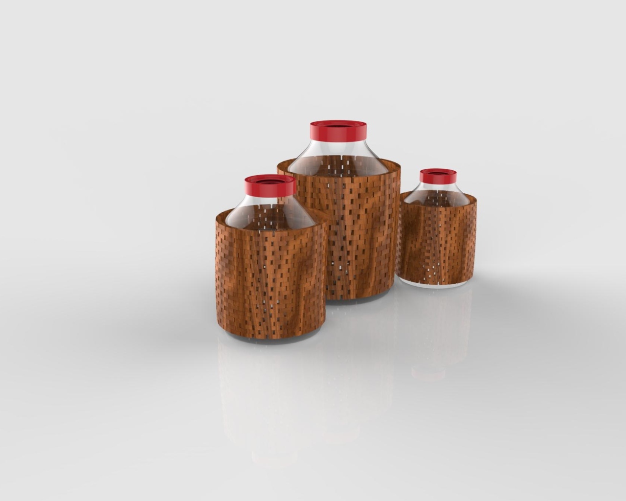 Стеклянные баллоны в деревянном каркасе 3д графика