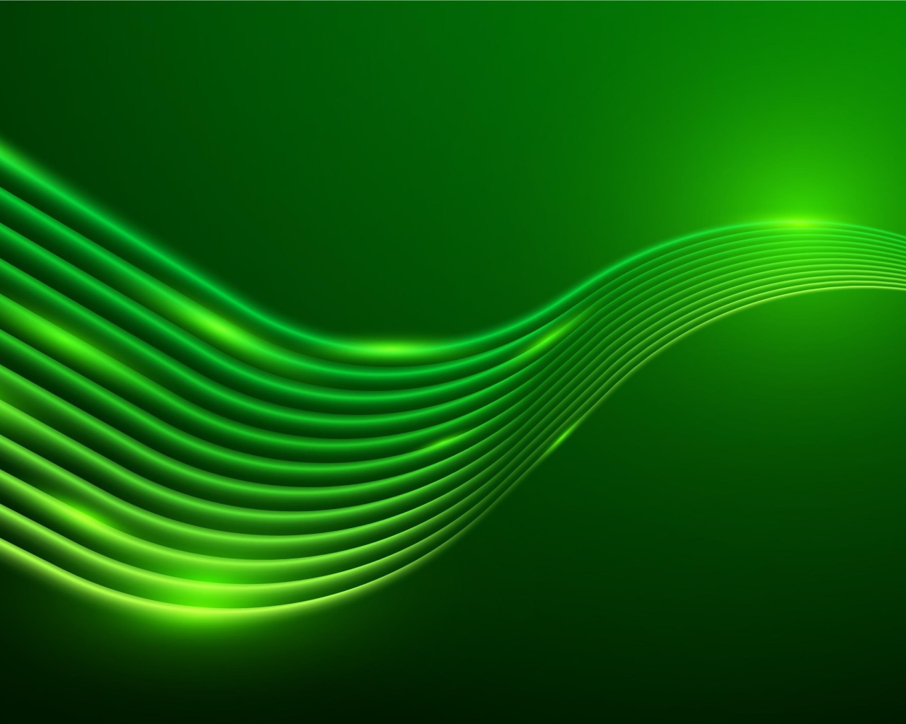 Зеленые неоновые волны на зеленом фоне