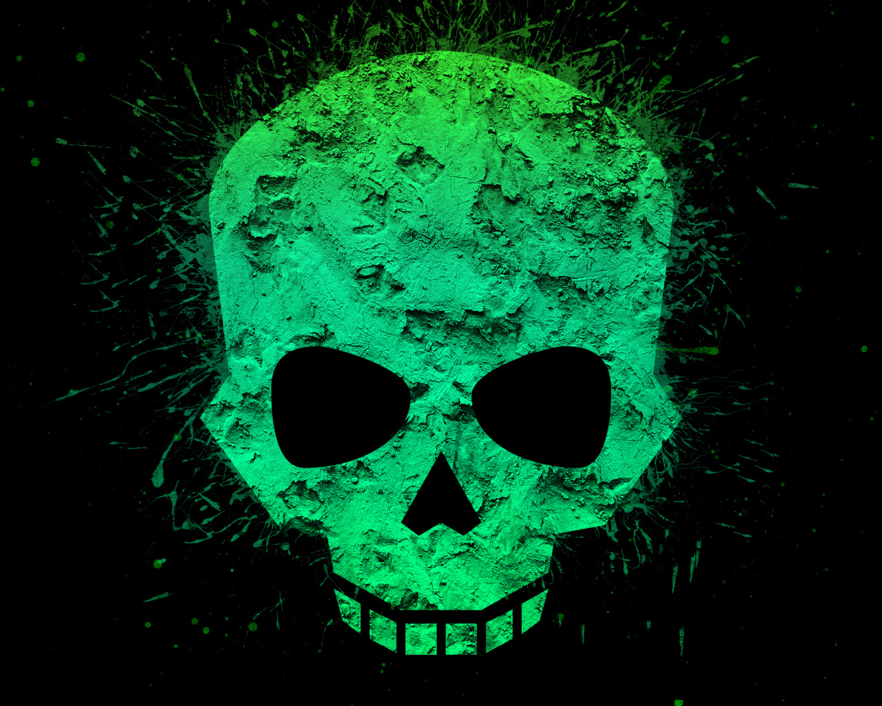 Зеленый череп на черном фоне