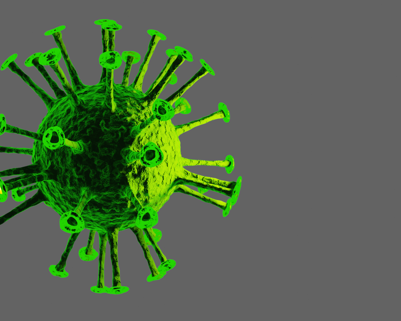 Зеленый вирус на сером фоне