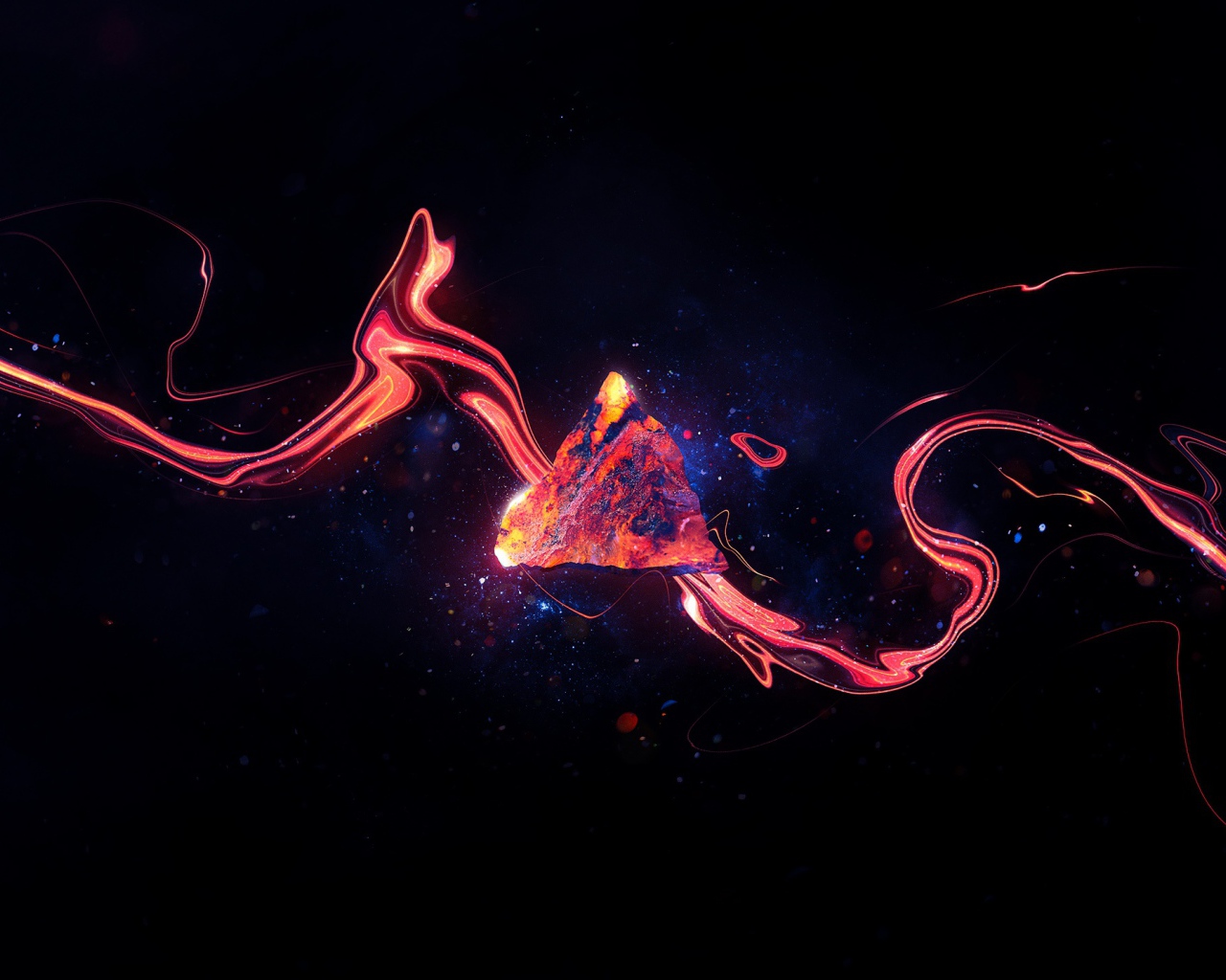 Треугольник из магмы на синем фоне