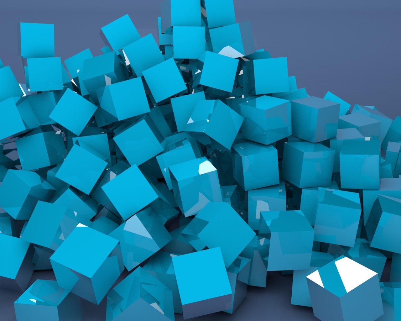 Много голубых 3д квадратов на сером фоне